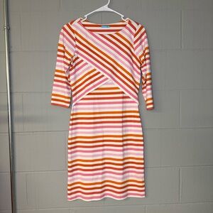 J McLaughlin Nicola Catalina Cloth Tiered Striped Dress in Orange & Pink Size XS